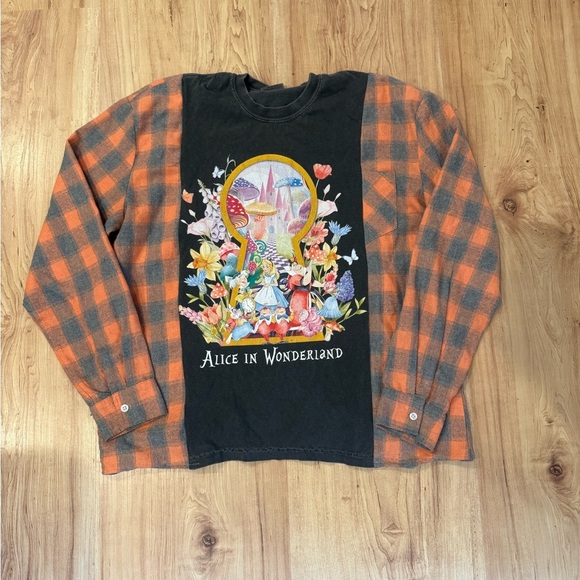 Upcycled Alice in Wonderland Plaid Shirt size m/l (oversized) - Picture 1 of 1